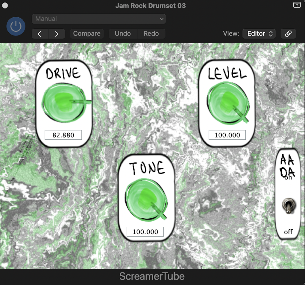 ScreamerTube plugin interface with Drive, Tone, Level, and Anti-Aliasing controls