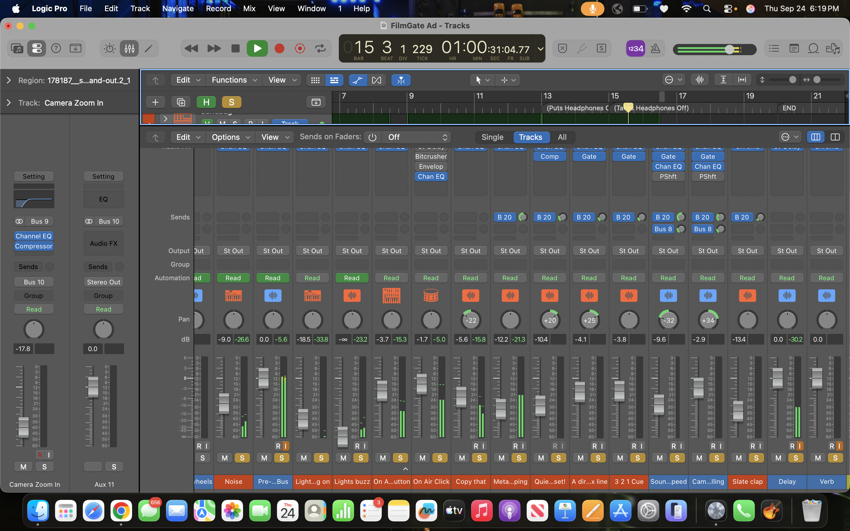 FilmGate audio production session in Logic Pro — view 2